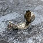 Collectible Victorian Style Snail Pill Snuff Box Figurine with Ruby Stones 925 Sterling Silver