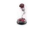 Forging Art Bcn® Hand Forged Enchanted Rose in Beauty and the Beast Glass Dome - Gift of Valentine's Day, Mother's Day, 6th Year Wedding Anniversary (Red/Silver)