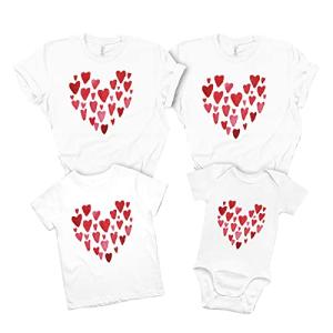 Pomchick - Love hearts matching Family Shirts/Valentine's days T shirt/First Valentine/Family love/Gift matching shirts for Valentines day
