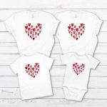 Pomchick - Love hearts matching Family Shirts/Valentine's days T shirt/First Valentine/Family love/Gift matching shirts for Valentines day