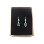 Sterling Silver Aquamarine Seaglass Earrings - Handmade in Cornwall - Gift Boxed - A1