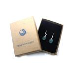 Sterling Silver Aquamarine Seaglass Earrings - Handmade in Cornwall - Gift Boxed - A1