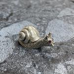 Collectible Victorian Style Snail Pill Snuff Box Figurine with Ruby Stones 925 Sterling Silver