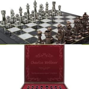 Personalized Chess Set - Sentimental Gifts from Mom to Son - Customizable Board and Metal Figures - Meaningful Birthday Graduation Him Grandson Colleague Christmas (14inch(36x36cm))