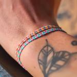 Made by Nami 2x Boho Surfer Bracelet Women & Men - Braided Summer Beach Bracelet Set - Handmade Festival Jewelry - Thin Friendship Bracelets (Retro Set)