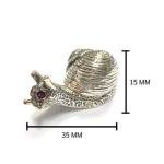 Collectible Victorian Style Snail Pill Snuff Box Figurine with Ruby Stones 925 Sterling Silver
