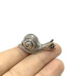 Collectible Victorian Style Snail Pill Snuff Box Figurine with Ruby Stones 925 Sterling Silver
