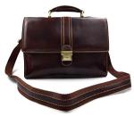 Leather briefcase mens ladies office handbag shoulderbag messenger business bag satchel brown made in Italy genuine leather