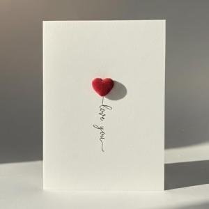 Valentine’s Day Love You Card, Minimal Handmade Heart Design, A6 Romantic Greeting Card for Partner, Mum or Dad