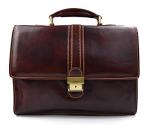 Leather briefcase mens ladies office handbag shoulderbag messenger business bag satchel brown made in Italy genuine leather