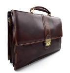 Leather briefcase mens ladies office handbag shoulderbag messenger business bag satchel brown made in Italy genuine leather