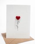 Valentine’s Day Love You Card, Minimal Handmade Heart Design, A6 Romantic Greeting Card for Partner, Mum or Dad