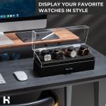 Holme & Hadfield Premium 4-Slot Wooden Watch Display Case – Handcrafted Men’s Watch Box with Accessory Drawer, Hinged Cover, Leather Lining – Birthday Gift for Collectors – Luxury Built to Last