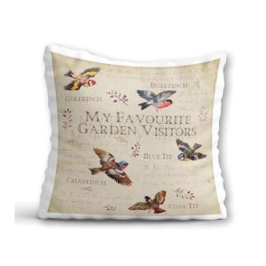 British Garden Birds Cushion - Bird Lover Personalised Vintage Garden Birds Pillow - Bird Watching for Women - Goldfinch Chaffinch Bullfinch Blue Tit Home Decor