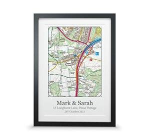 Personalised OS Wall Map Print | New Home, Retirement, Wedding Anniversary Gift