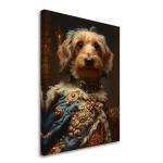 Dachshund (Miniature Wire Haired) Renaissance Oil Painting Canvas Art Print | Classic Dog Portraiture, Opulent Costume, Luxurious Decor, Regal Canine Artistry, Collectible Wall Art