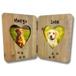 Personalised Pet Double Photo Frame – Engraved Wooden Dog or Cat Frame, Holds Two 6x4 Photos