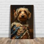 Dachshund (Miniature Wire Haired) Renaissance Oil Painting Canvas Art Print | Classic Dog Portraiture, Opulent Costume, Luxurious Decor, Regal Canine Artistry, Collectible Wall Art