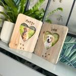 Personalised Pet Double Photo Frame – Engraved Wooden Dog or Cat Frame, Holds Two 6x4 Photos