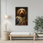 Dachshund (Miniature Wire Haired) Renaissance Oil Painting Canvas Art Print | Classic Dog Portraiture, Opulent Costume, Luxurious Decor, Regal Canine Artistry, Collectible Wall Art