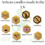 100% Pure Organic Beeswax tealights, set of 15 Handmade in Britain, BEE Zero Waste, eco-friendly tealight, pure beeswax organic cotton wick tea candles (With Metal cups)