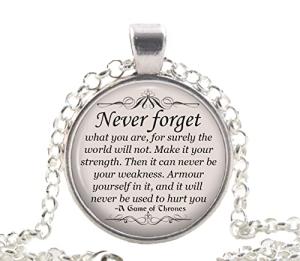Game of Thrones Quote Necklace, Motivational Book Quote Pendant, Silver Fantasy Jewellery Gift Ideas for Her