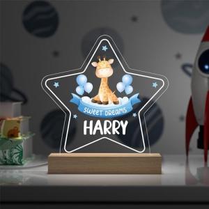 Beecreative Personalised Baby Boy Gifts Nursery Night Light - Personalised with ANY Childs Name - LED Night Light for restful Sleep - Nursery Bedside Table Lamp - Christening Gift for Baby Boy