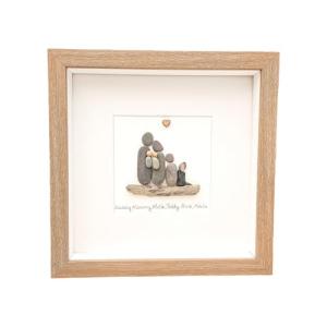 Family Pebble Art Picture Framed Personalised For New Home Mum And Dad Mothers Day Gift