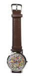Abstract Art design wristwatch - Black/Brown strap (Black)