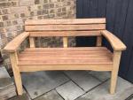 Bench Oak Garden Furniture Outdoor Wood Furniture Wooden Bench Garden (Engraved with concrete brackets)
