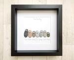 Family Gift Framed Pebble Art Picture Family Rocks Personalised Mothers Day Gift Pets, Children, Adults