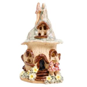 CANDLE HOLDER/Fairy house tea light holder/Ceramic night light/Fairy garden house/Green roof design