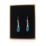 Silver Turquoise Blue Sea Glass Earrings Handmade in Cornwall - Gift Boxed - A15