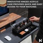 Holme & Hadfield Premium 4-Slot Wooden Watch Display Case – Handcrafted Men’s Watch Box with Accessory Drawer, Hinged Cover, Leather Lining – Birthday Gift for Collectors – Luxury Built to Last