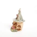 CANDLE HOLDER/Fairy house tea light holder/Ceramic night light/Fairy garden house/Green roof design