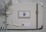 PERSONALISED A5 OR A4 SIZE PHOTO ALBUM, SCRAPBOOK, MEMORY, GUEST BOOK, MULTI USE GIFT. pet dog/cat with elastic book strap