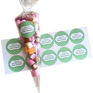 Baby Shower Sweet Bags & Stickers - Party Game Prize Favour - 10 Pack (Green)
