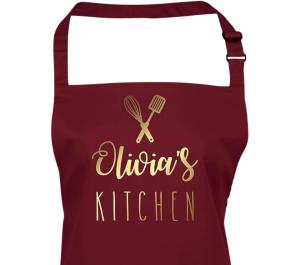 Pomchick - Personalised Name Kitchen Apron with Pockets Gift For Her Mum Mummy Woman Grilling Cooking Baking BBQ Women Aprons