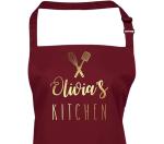 Pomchick - Personalised Name Kitchen Apron with Pockets Gift For Her Mum Mummy Woman Grilling Cooking Baking BBQ Women Aprons