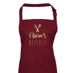 Pomchick - Personalised Name Kitchen Apron with Pockets Gift For Her Mum Mummy Woman Grilling Cooking Baking BBQ Women Aprons