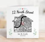 Personalised Housewarming Card with Map – Custom New Home or First Home Gift – Location Keepsake – Square A5 – Add a message inside the card – Unique Moving Card