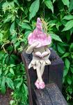 Shy fairy, ceramic fairy garden plant pot ornament, pixie figurine reading her book, pink