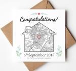 Personalised Housewarming Card with Map – Custom New Home or First Home Gift – Location Keepsake – Square A5 – Add a message inside the card – Unique Moving Card