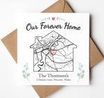 Personalised Housewarming Card with Map – Custom New Home or First Home Gift – Location Keepsake – Square A5 – Add a message inside the card – Unique Moving Card