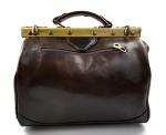 Ladies doctor bag leather handbag doctor bag handheld shoulder bag medical purse dark brown made in Italy