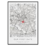 Our First Date Map Print - Romantic Anniversary Gift For Him or Her - Personalised & Unique Valentine's Day Gift