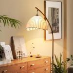 wpenshiDM125 Reading Lights Fabric Lampshade Vintage Floor Lamp Chinese Bedroom Standing Lamp Study Reading Lamps and Lanterns