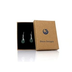 Seafoam Light Blue Cornish Sea Glass Earrings with 925 Sterling Drop Hooks - Gift Boxed- A19