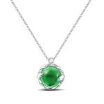 Circle Emerald Necklace Green Gemstone Pendant Necklace for Women Girls Silver Handmade Necklaces Emerald Jewellery for Gift Valentine's Day