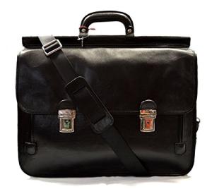 Leather briefcase office handbag mens women shoulder bag leather satchel black made in Italy carry on